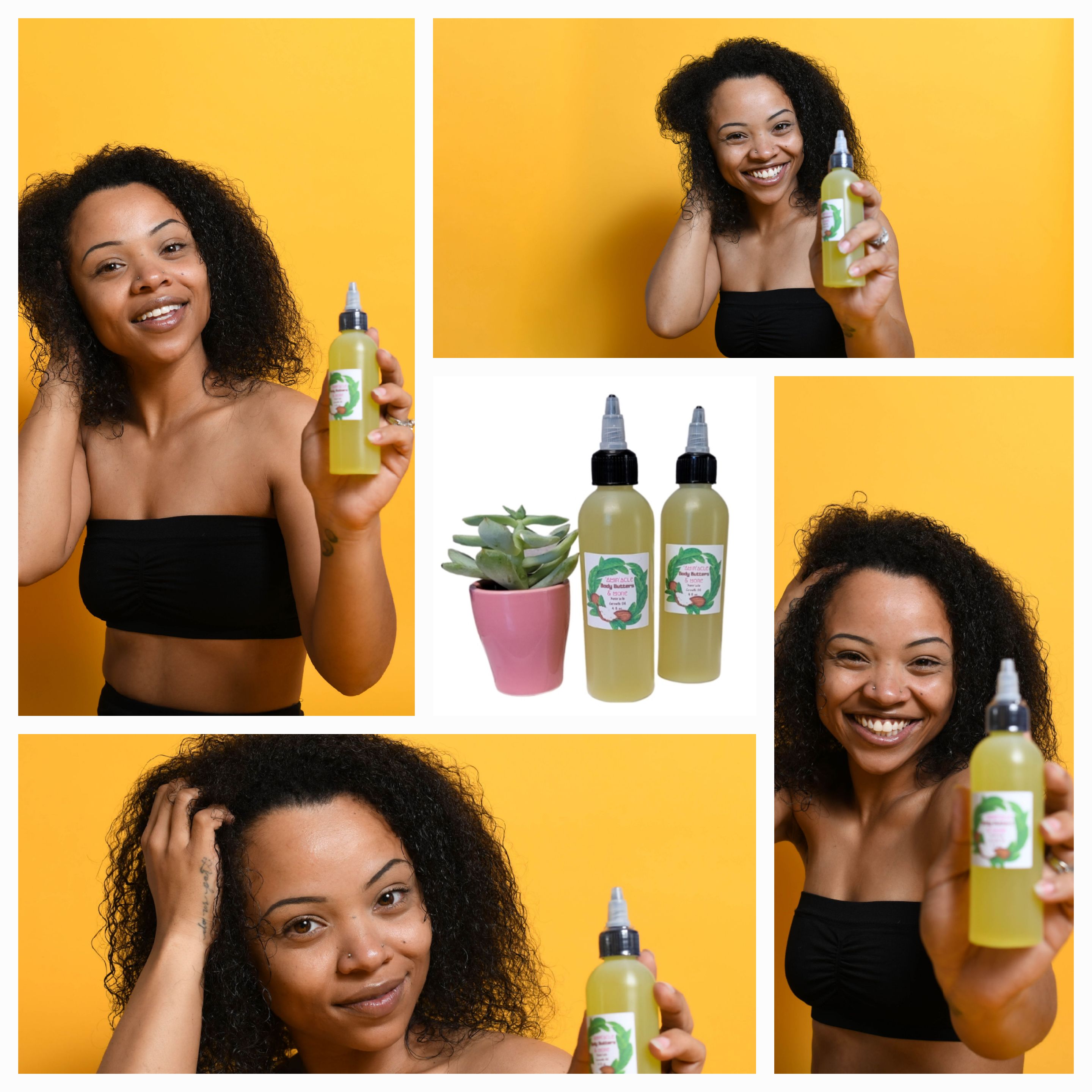 Collage of hair growth oil