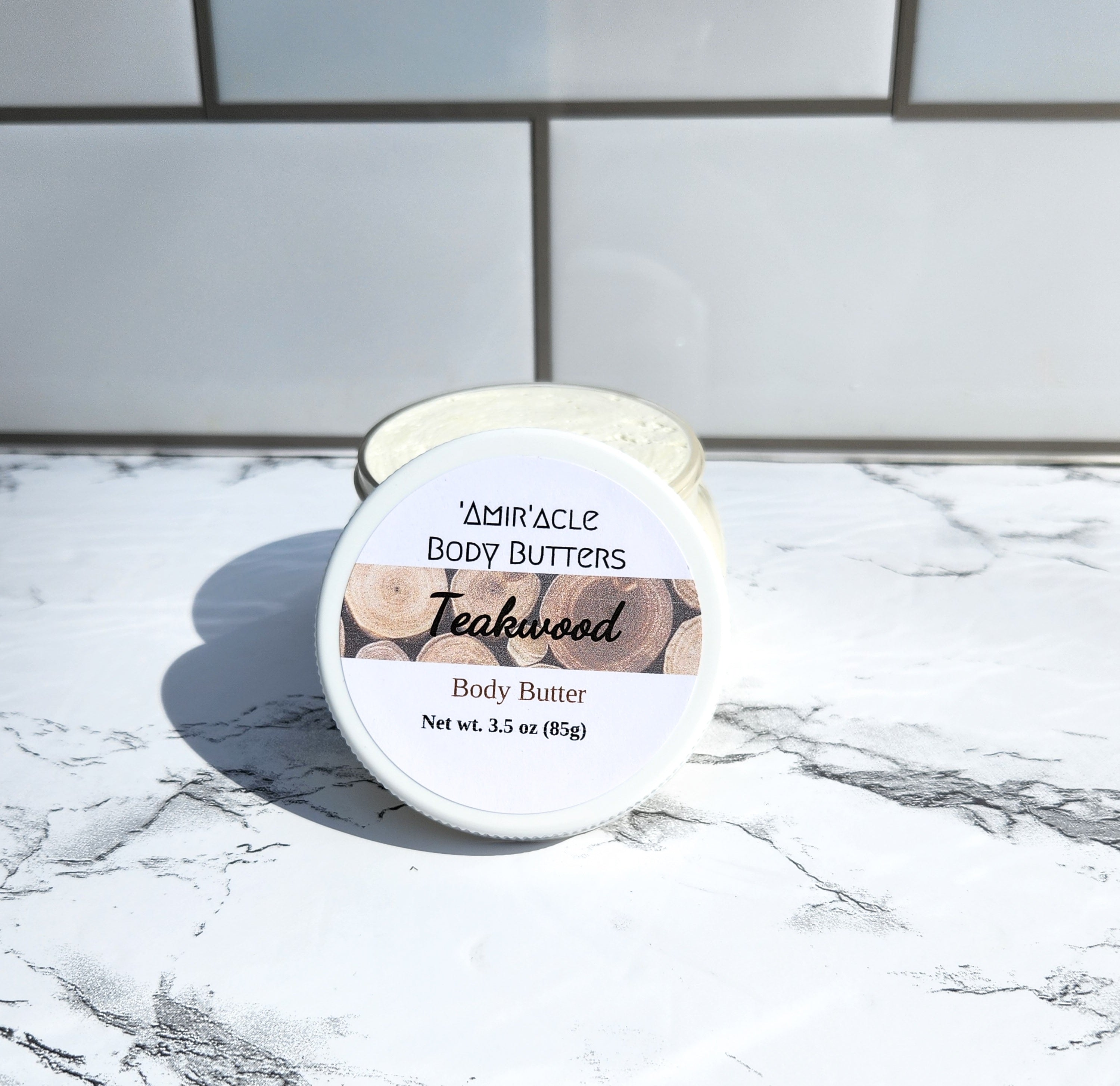 All natural organic body butter in the scent of Teakwood