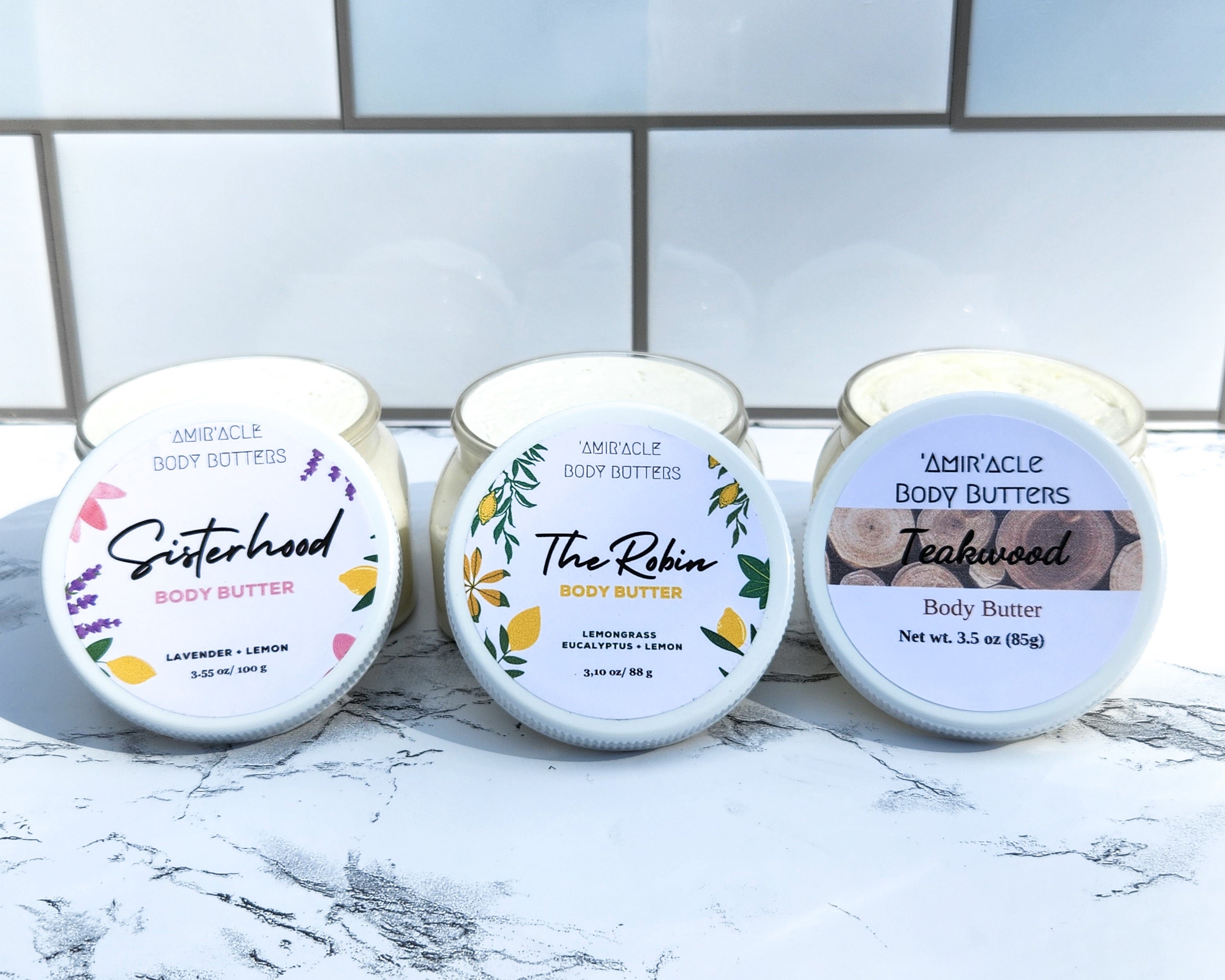 Organic Body Butter with the scents of Lavender, Lemon,  Eucalyptus, Lemongrass and Teakwood